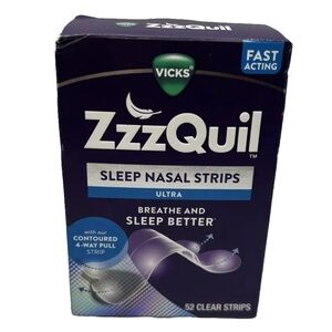 ZzzQuil, Sleep Nasal Strips, Drug Free, Unscented, 52ct NIB Clear